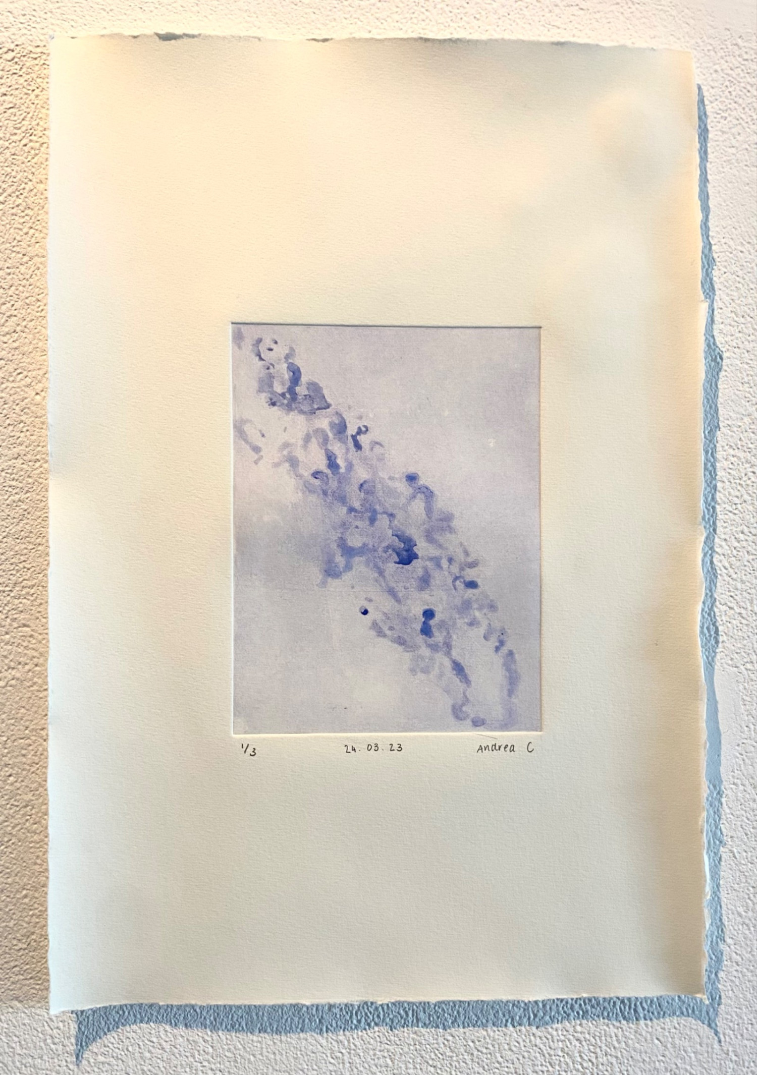 24.03.23 – Spitbite Etching with Watercolour of journey through sound