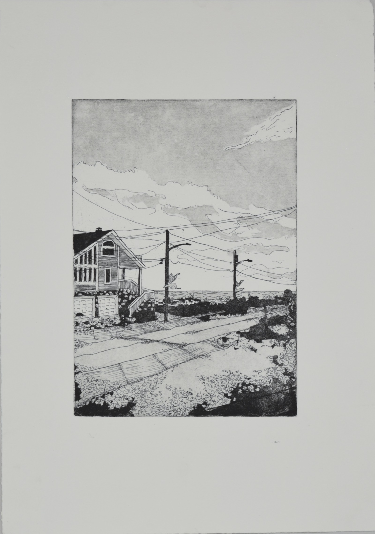 *Point Lookout 2011 (View from Porch)*, copperplate aquatint print, 14.5 x 21cm