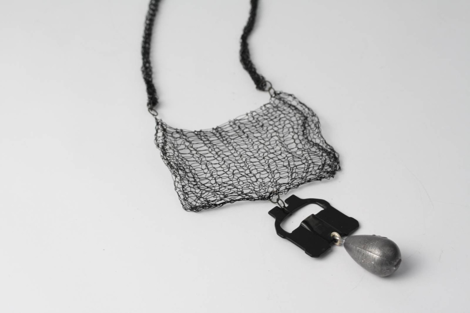 *specimen*, necklace, copper wire, steel, lead, sterling silver