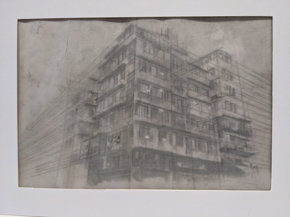 *Old Hong Kong apartment*, graphite, ink, gesso, tracing paper