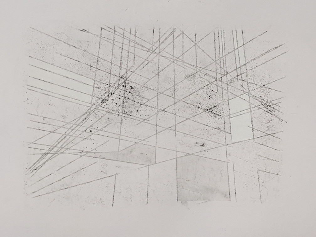 *Delineating with empty*, graphite, tracing paper, gesso