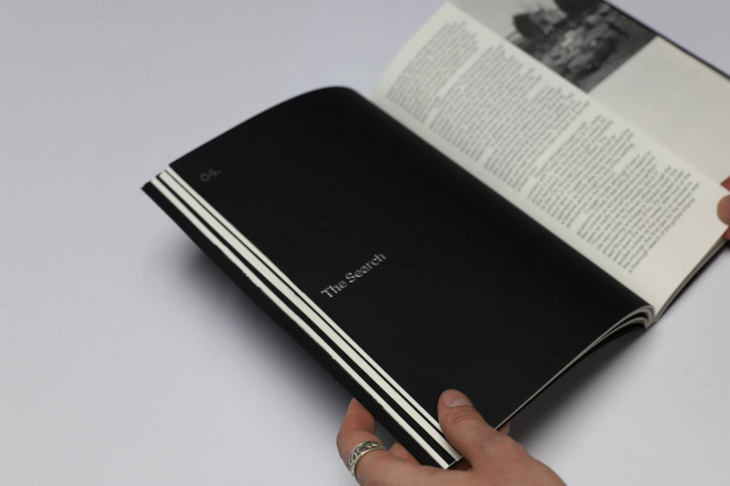 Other than the black Sirio paper, the publication is printed on 100gsm Munken pure paper.
