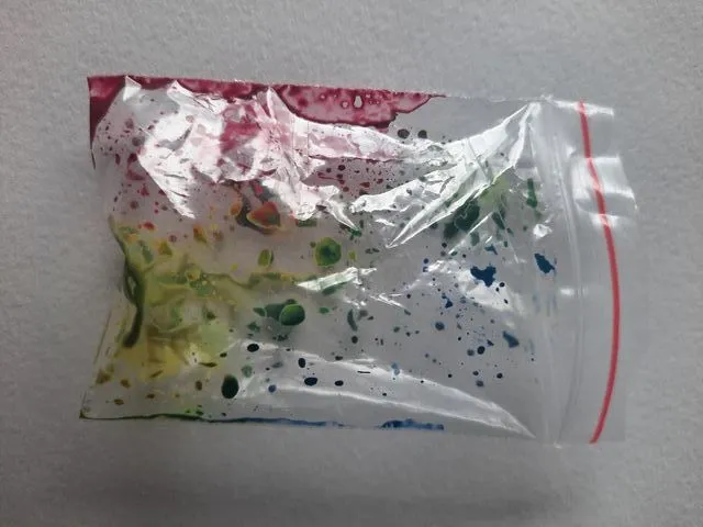 Watercolour in a plastic bag #2, 5 x 8cm