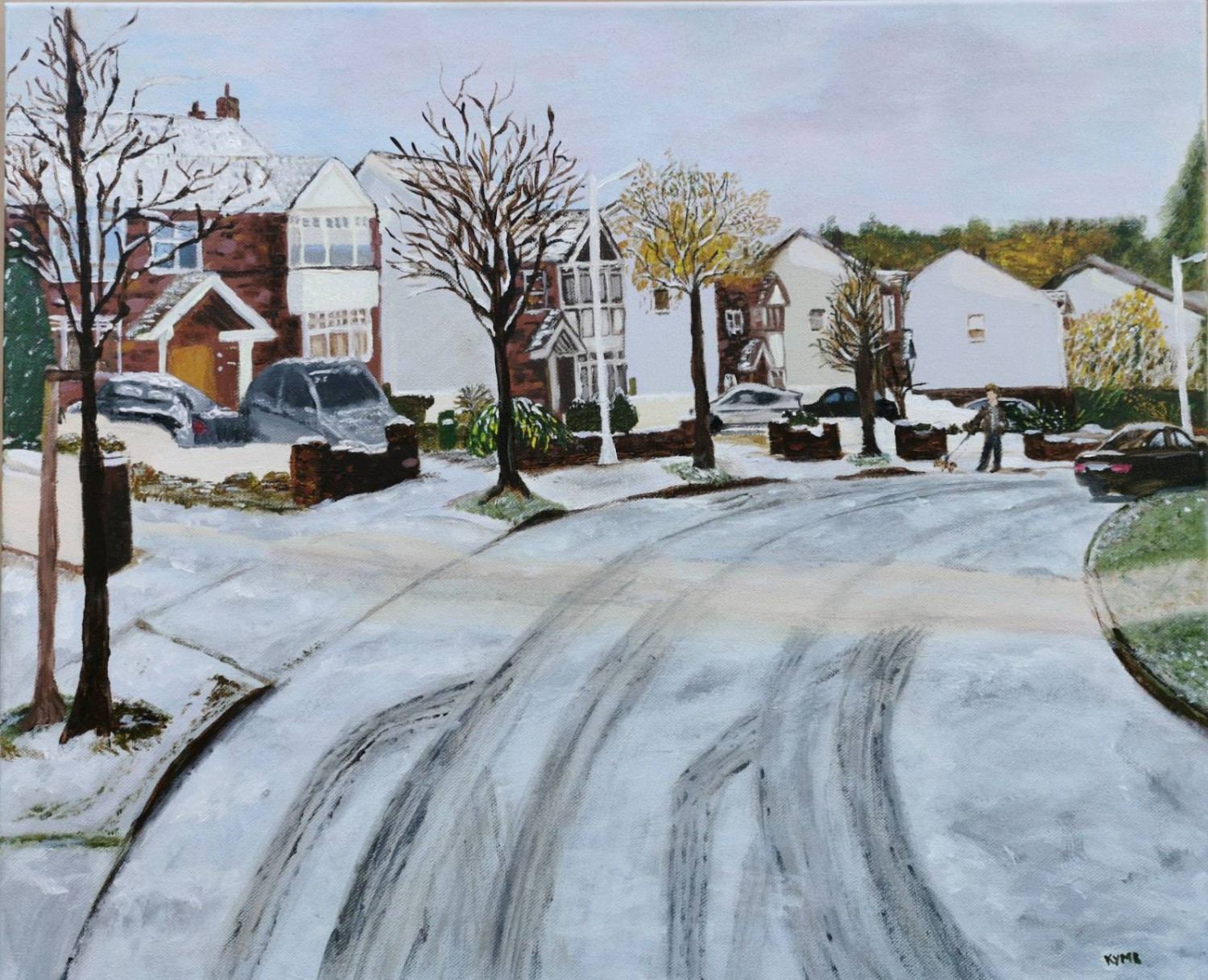*Snow in Stillorgan Park*, acrylic on canvas 60 x 50cm