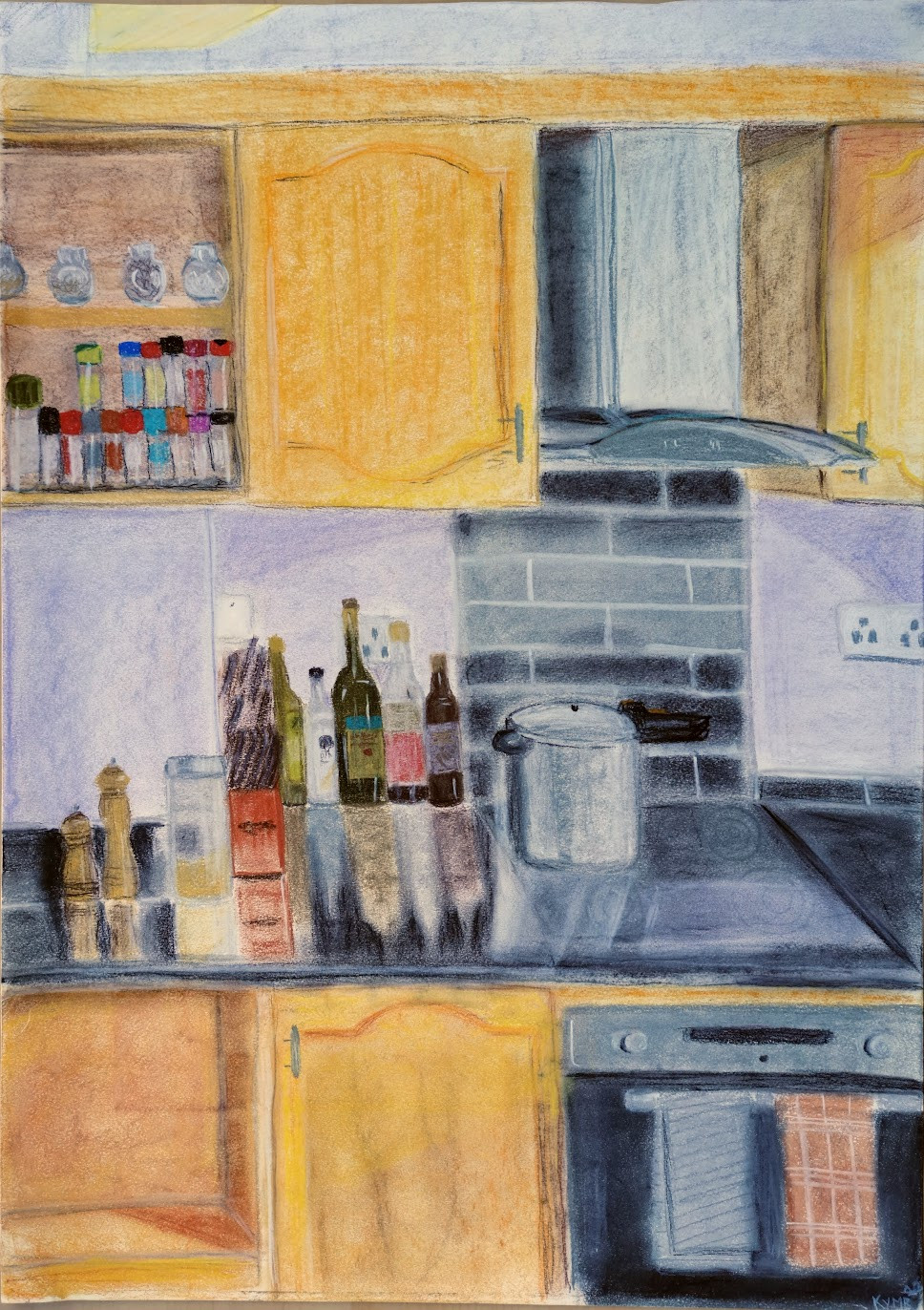 *Purple Kitchen*, pastel on paper, 42 x 59.4cm