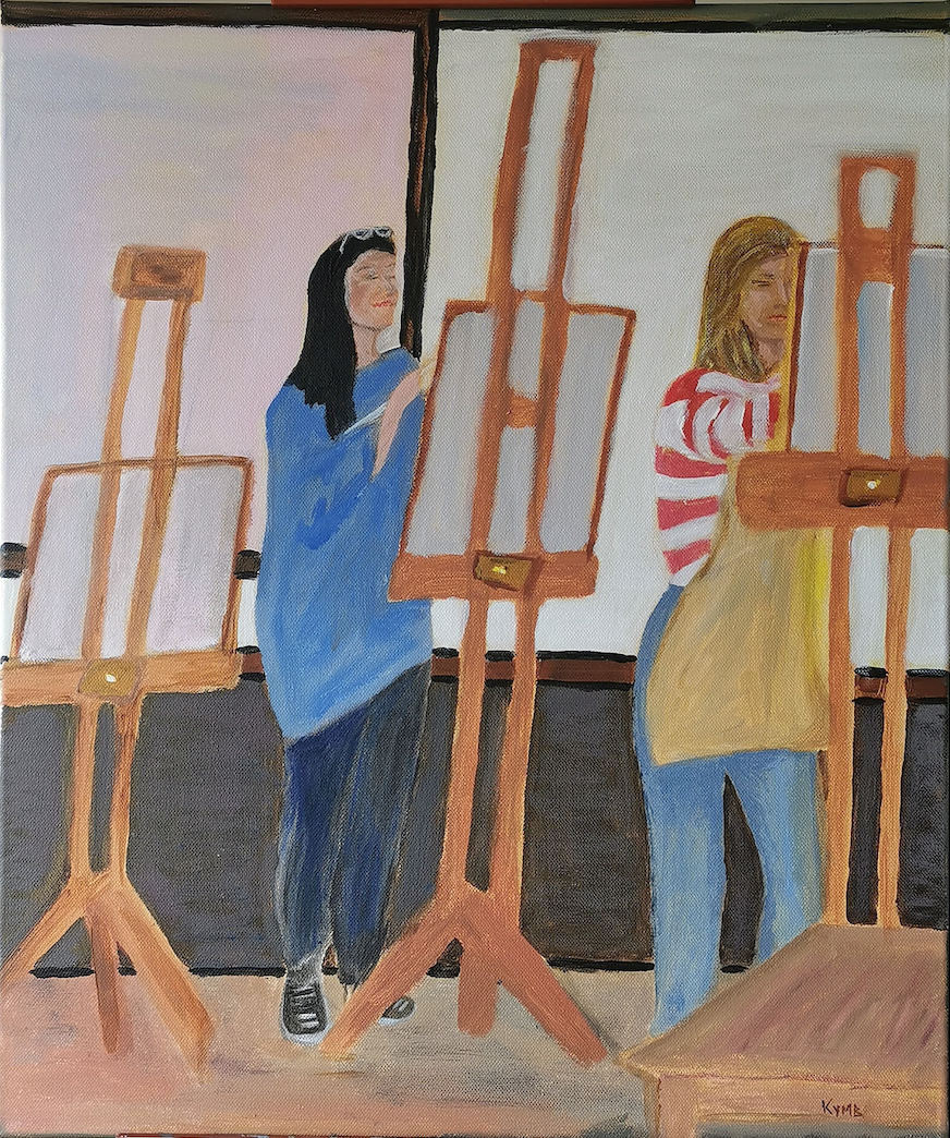*Artists at the studio*, acrylic on canvas, 50 x 60cm