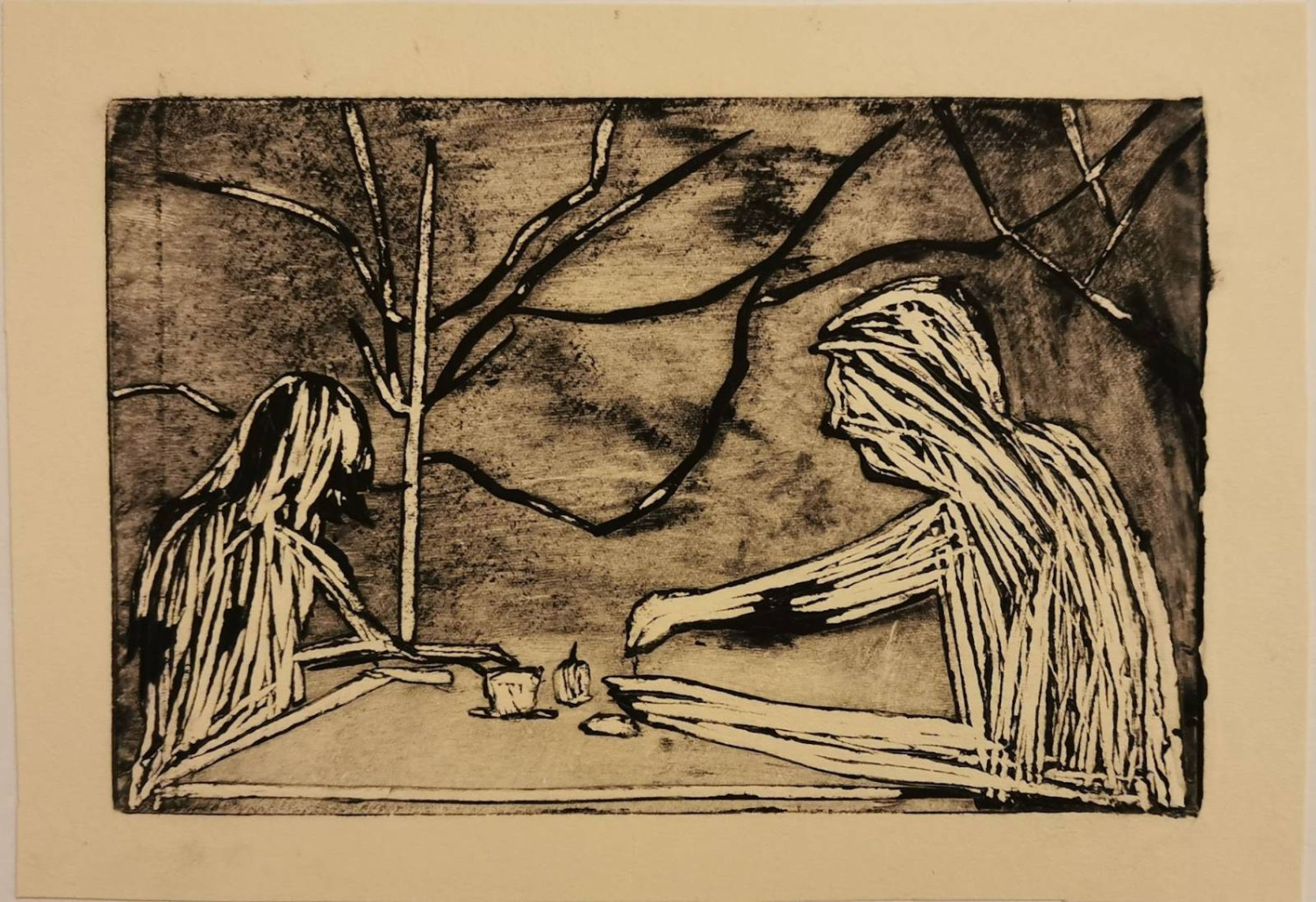 *Just coffee*, drypoint