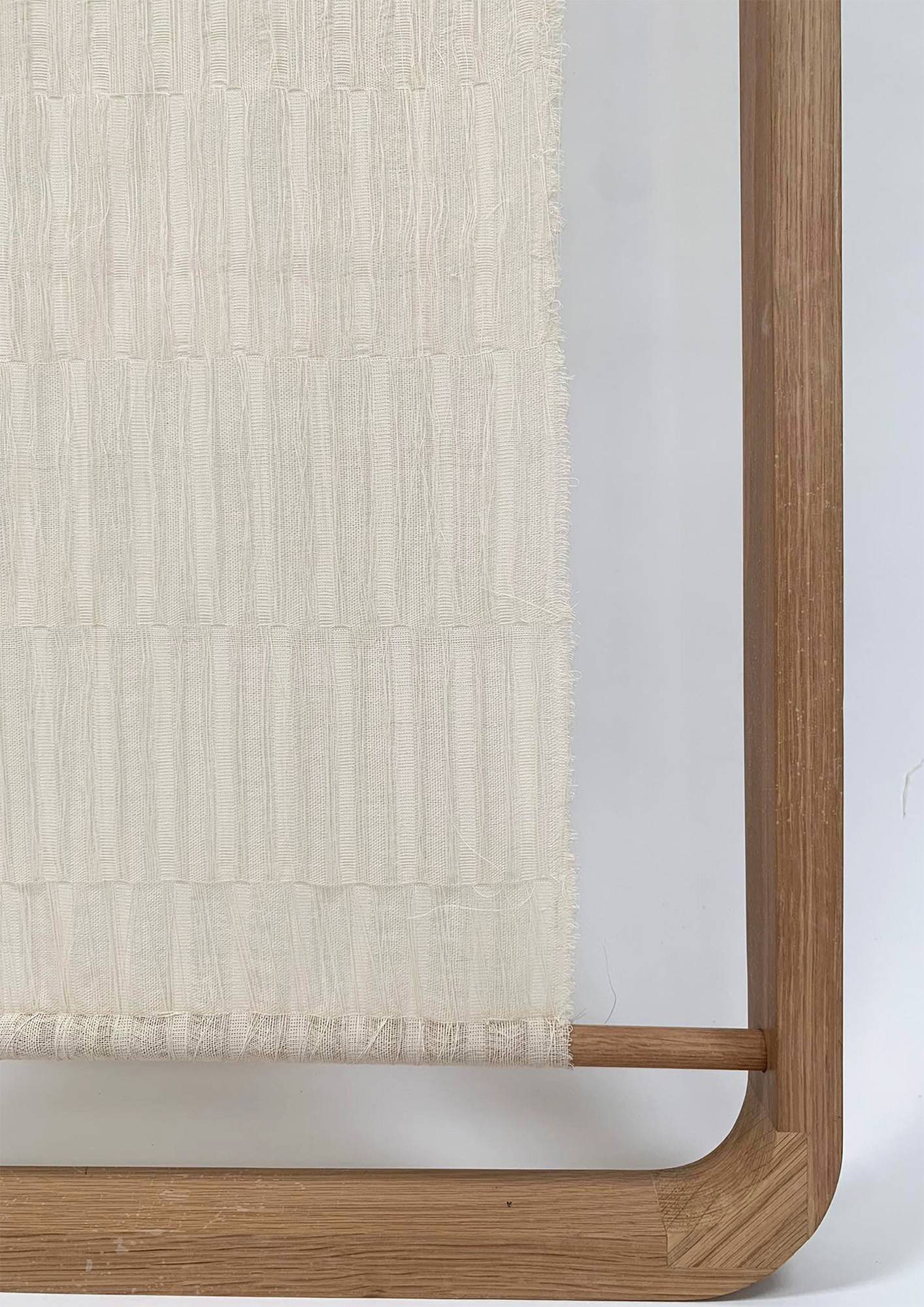 *Deerpark*, woven piece made from paper and wool, mounted onto white oak divider