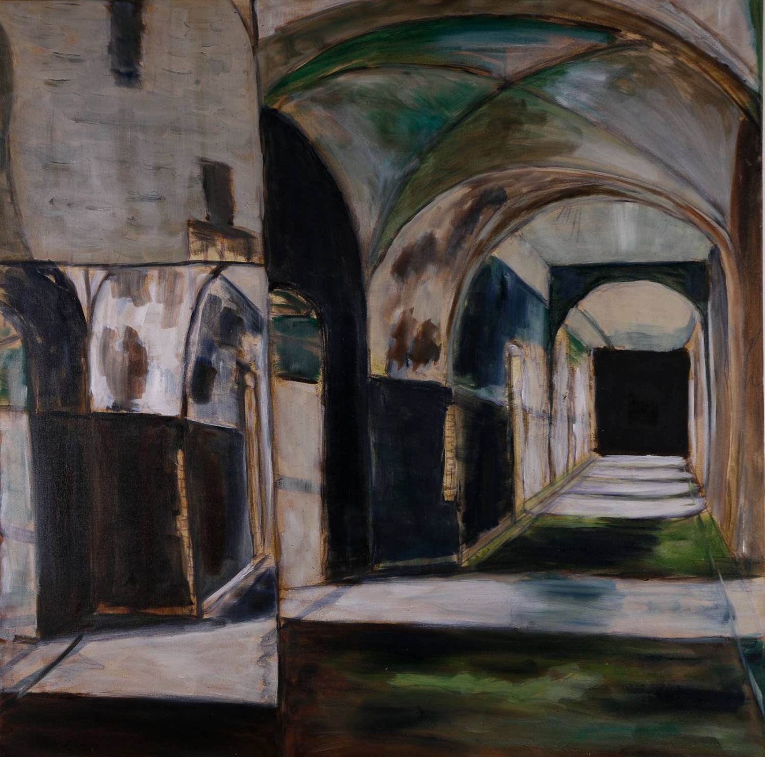 *Cryptic Corridors*, oil on canvas, 70 x 70cm