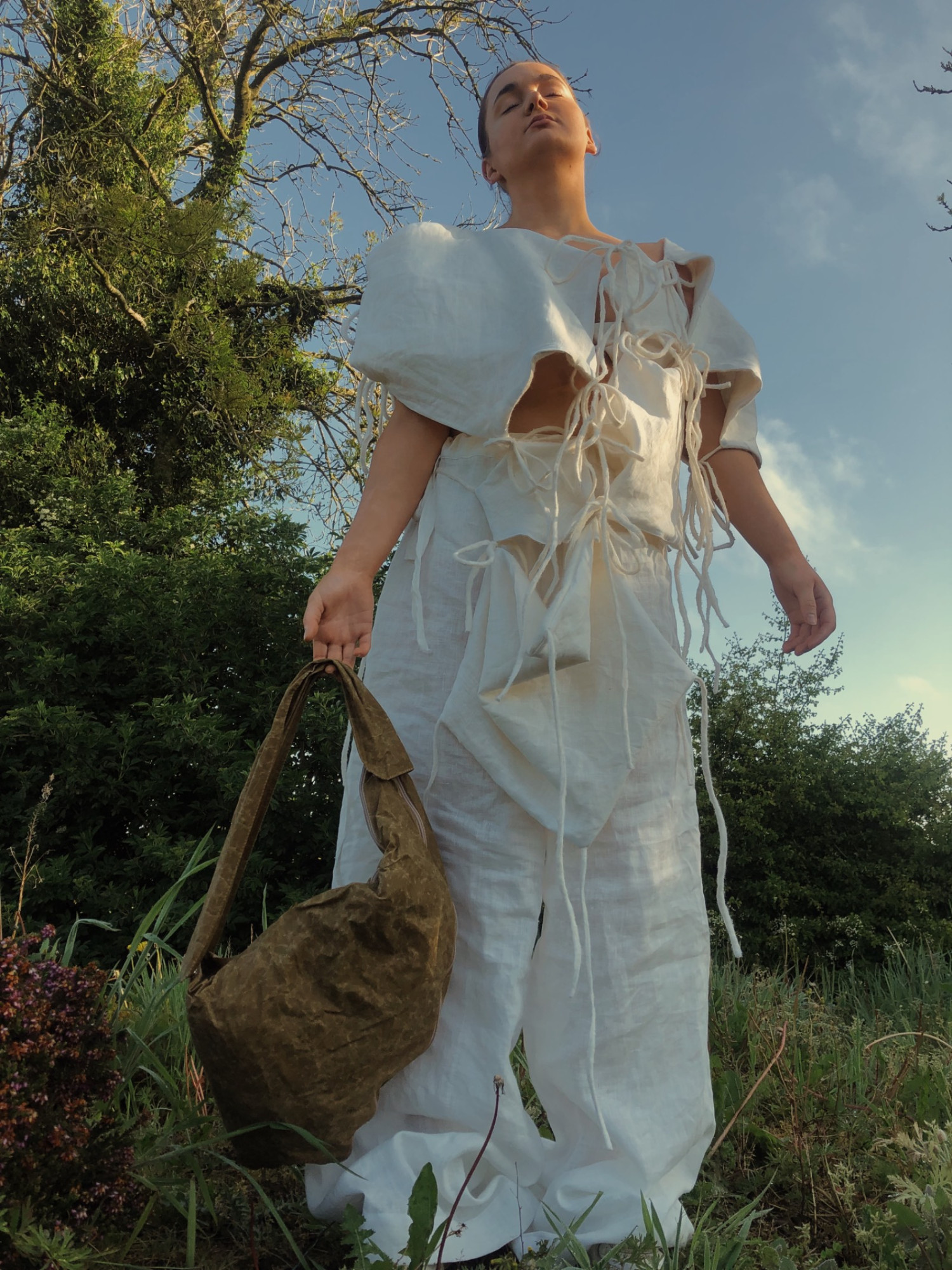 The modular linen dress and linen puddle trousers