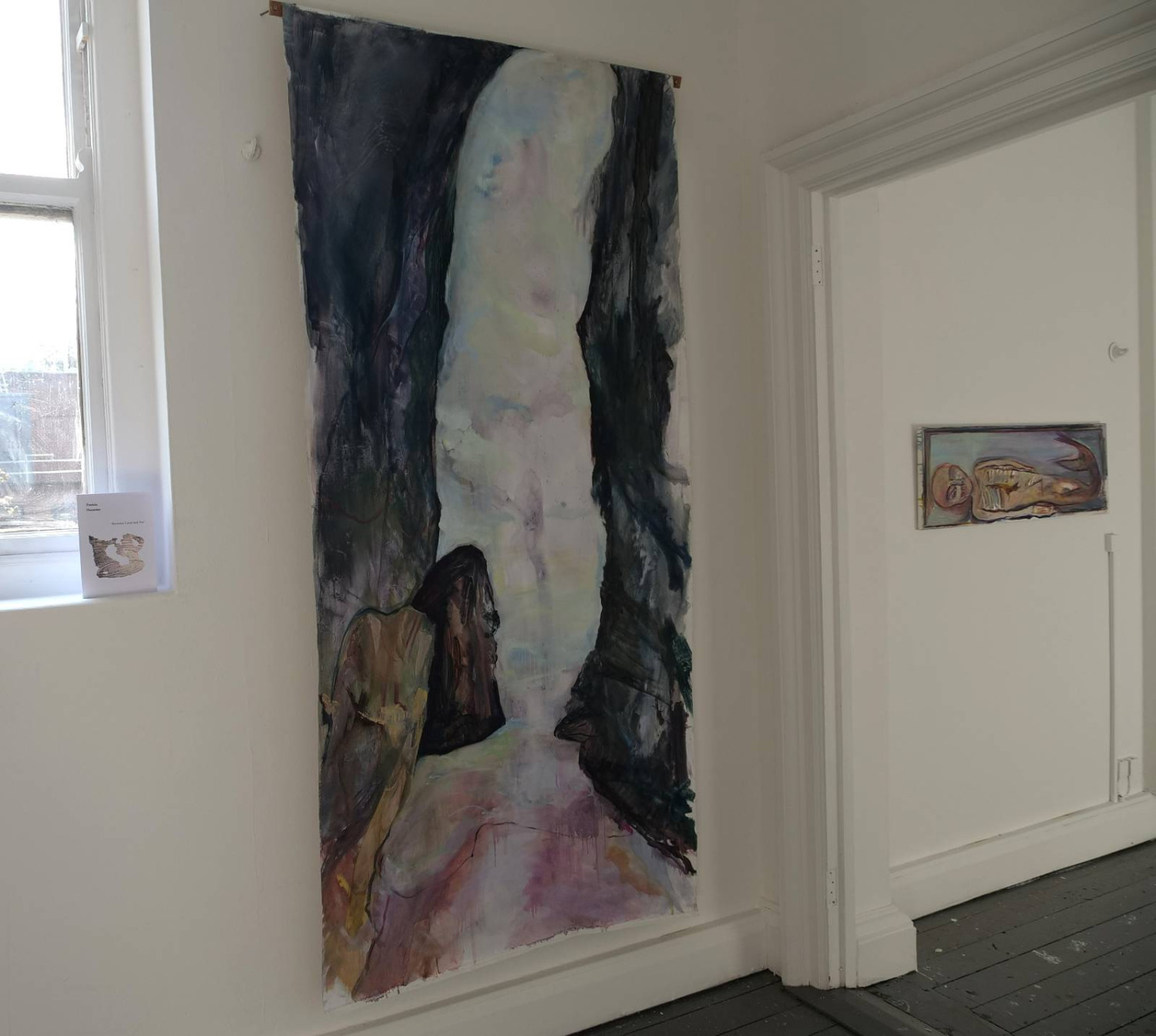 Installation view: *Inside and Outside*, oil on canvas; *A Curiosity (after Karukayado Temple Mermaid)*, oil on canvas