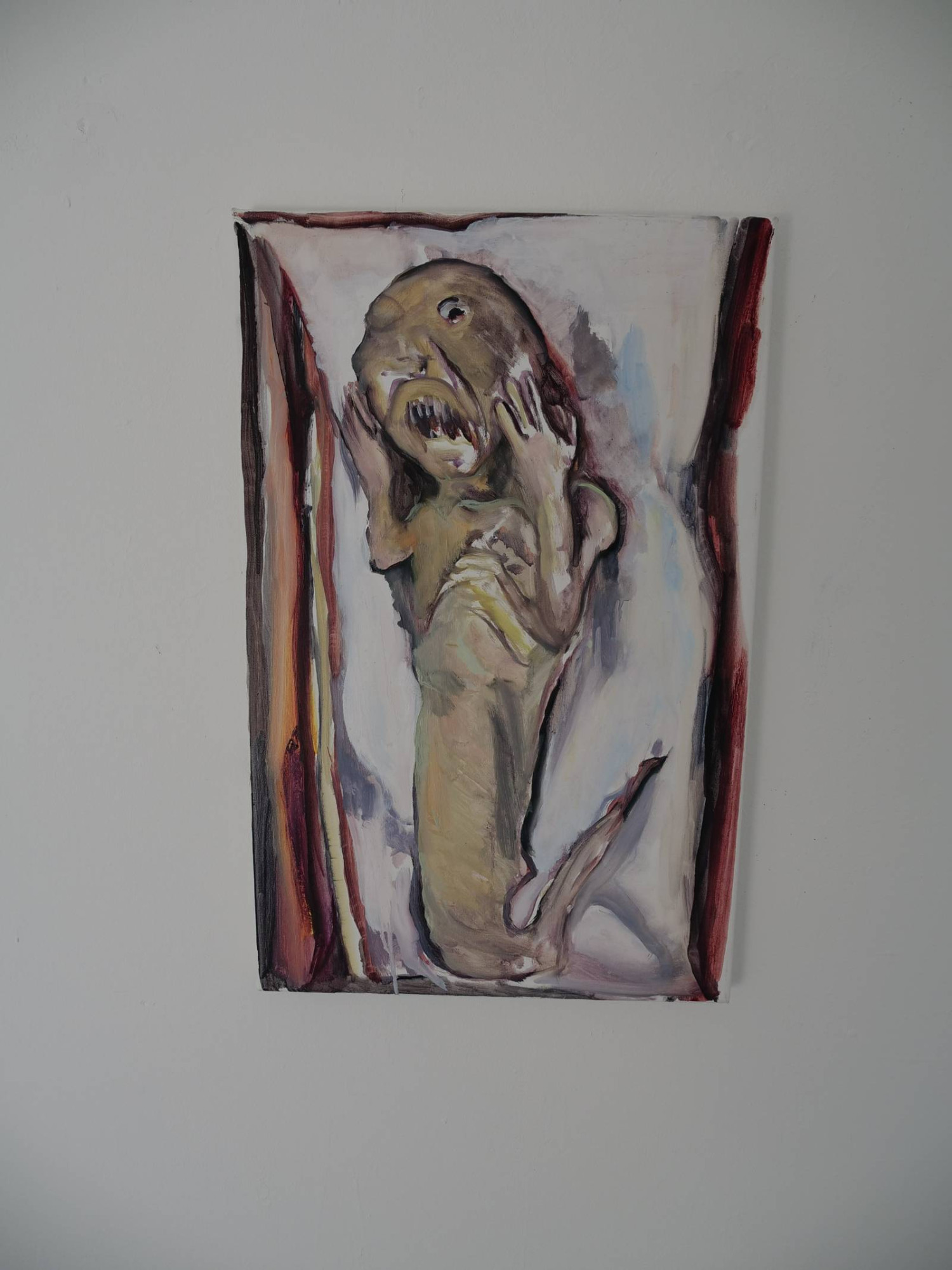 *The Scream (after Zuiryuji Temple Mermaid)*, oil on canvas, 36 x 56cm