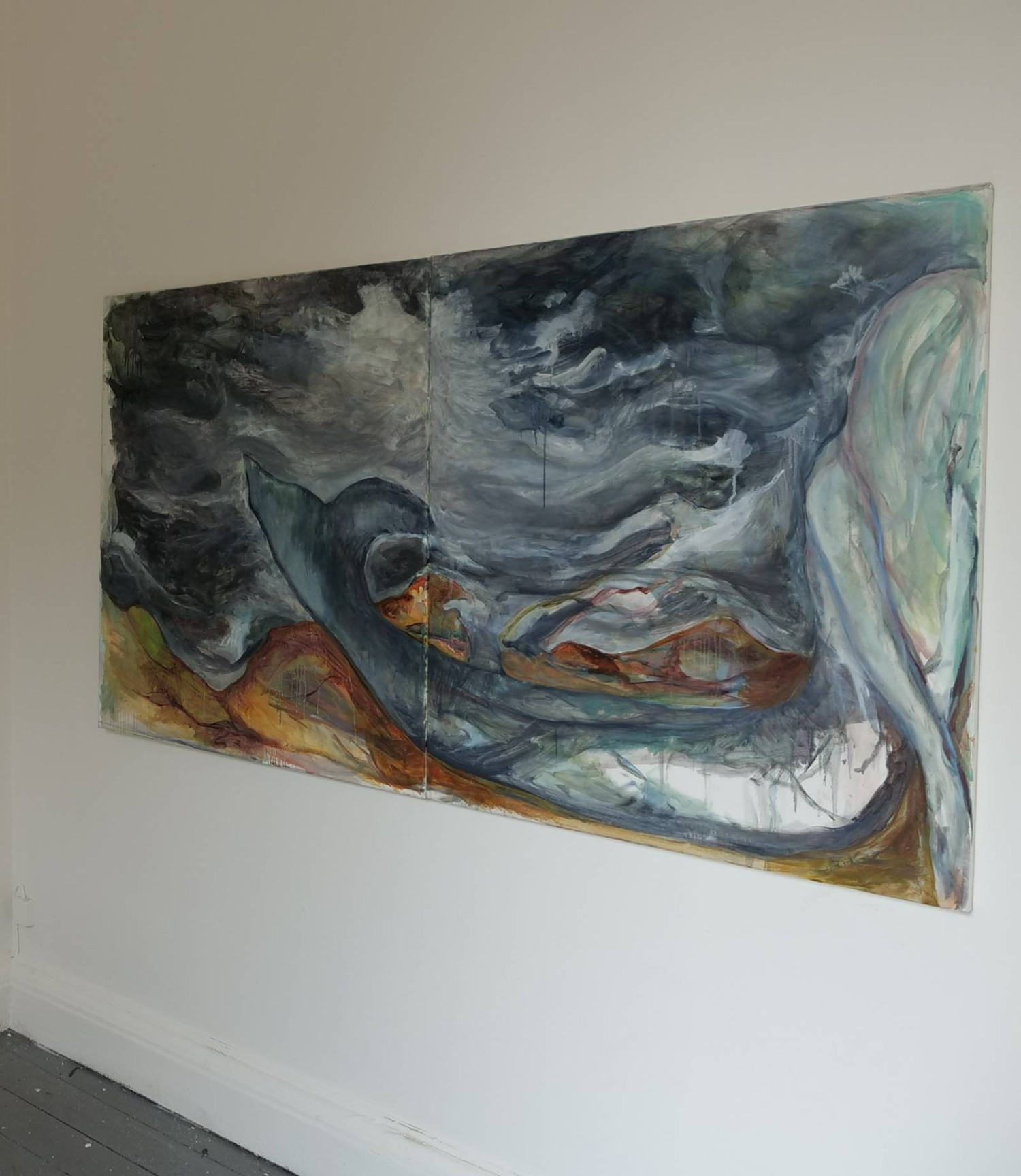 *Between Land and Sea*, oil on canvas, diptych 164 x 92cm