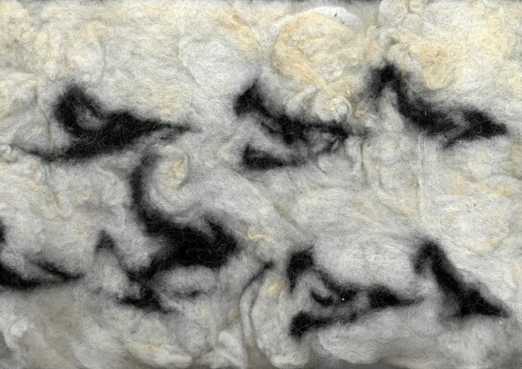 Needle-felted motif research sample