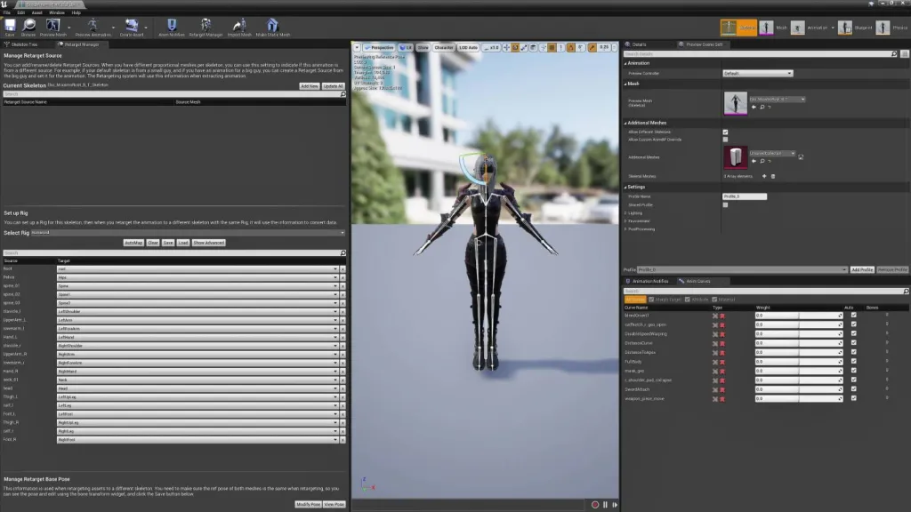Unreal Engine 4 character skeleton set-up
