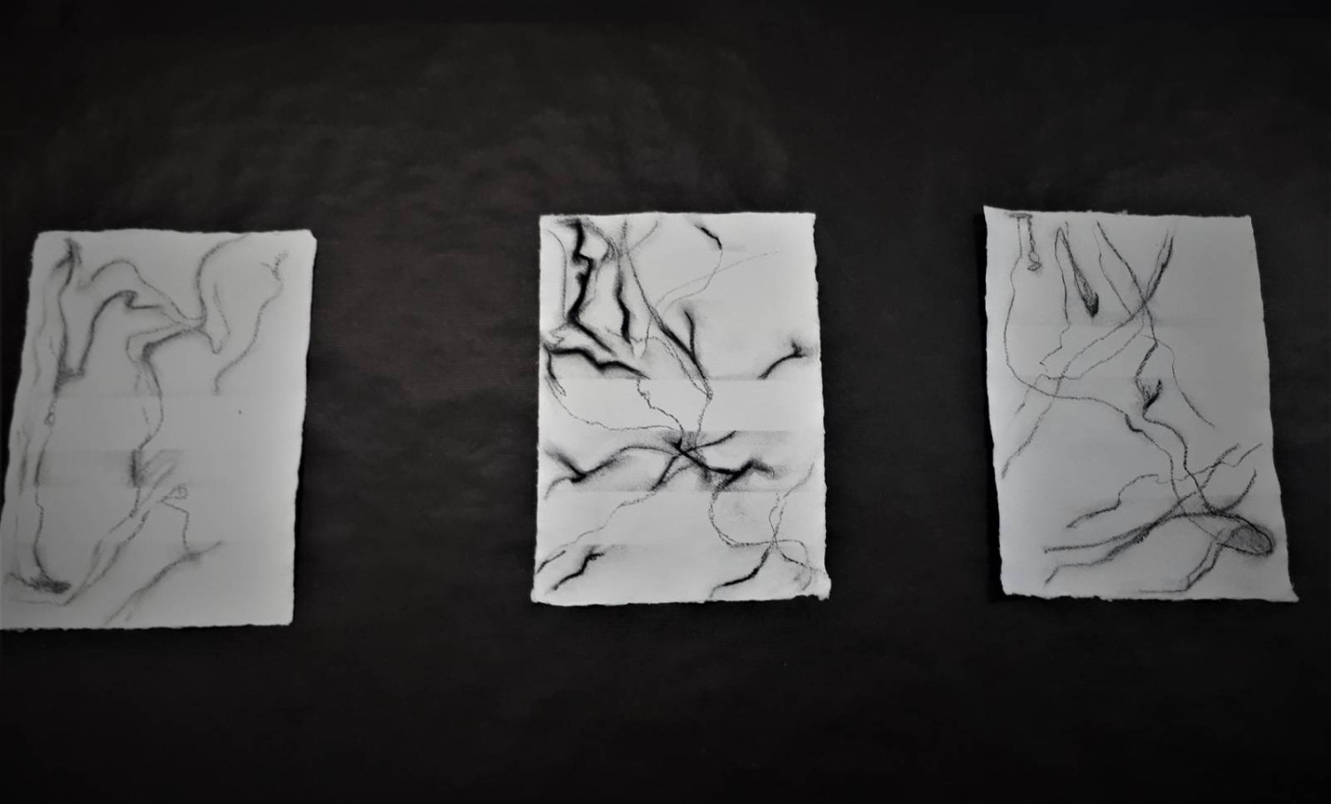 *ether*, triptych, charcoal on cotton rag
