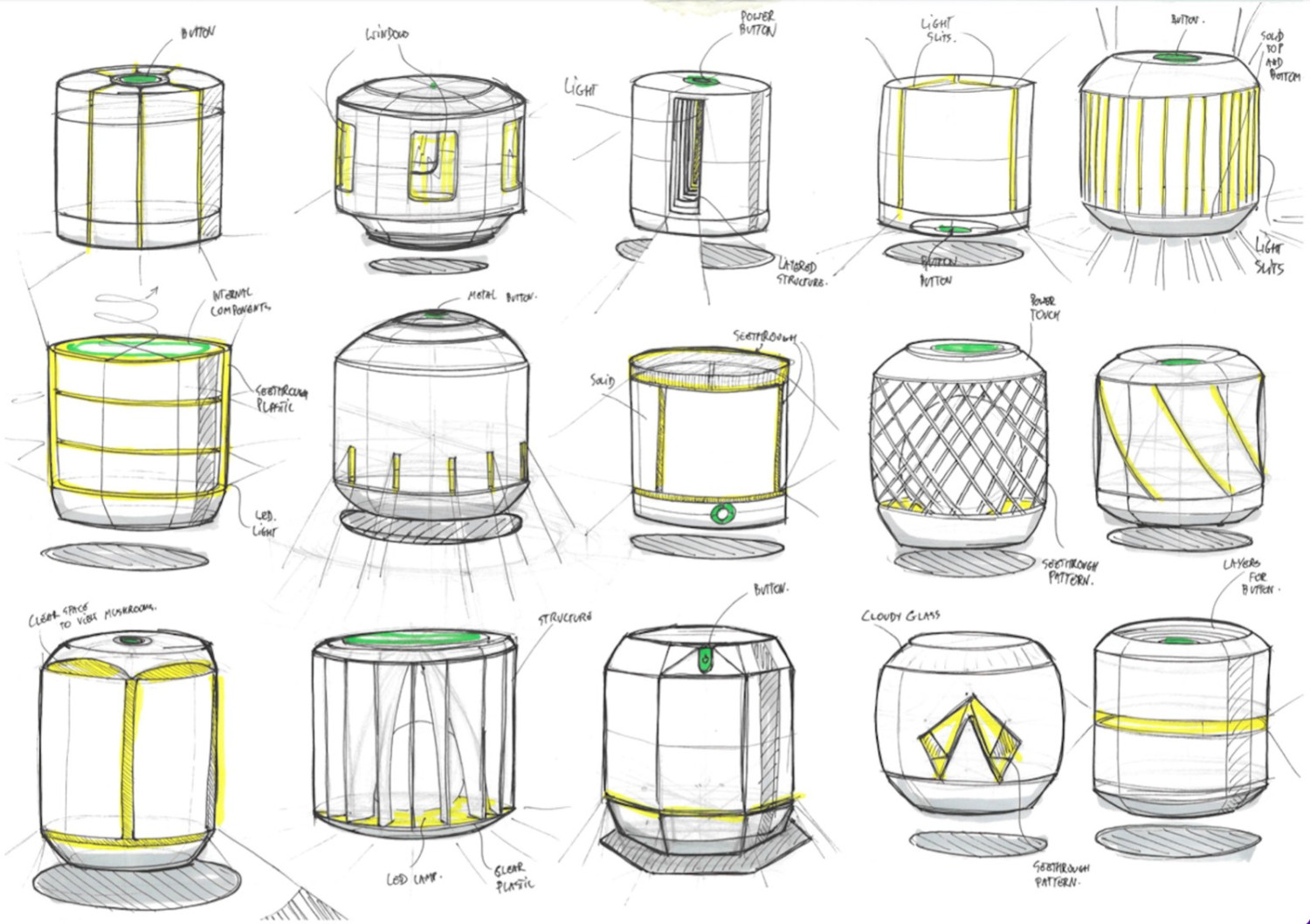 Determining lamp shape – There were many different shapes but the cylinder proved to be most useful